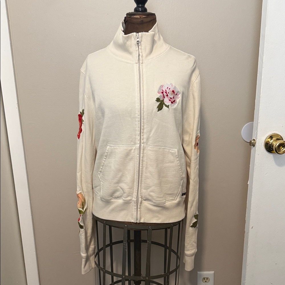 Lucky Brand Cream Floral Bomber Jacket